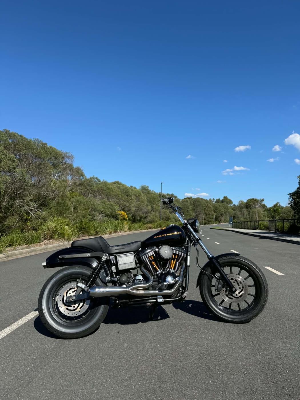 Black Harley on the road